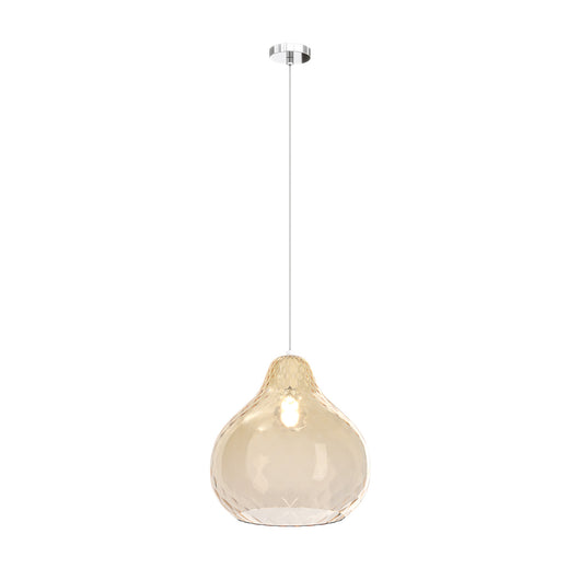 Lampadario Contemporaneo Dress Metallo Cromo Vetro Grande Ambra 1 Luce E27