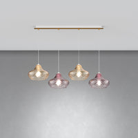 Lampadario Contemporaneo Dress Metallo Ottone Vetro Ambra-Ruggine 4 Luci E27