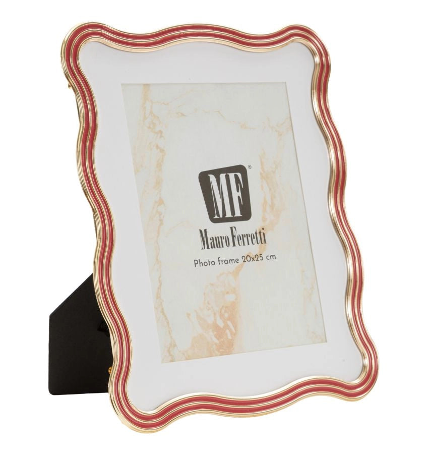 Cornice Elizabeth Rossa 22,7x1,3x27,6 cm in Zinco e Vetro Rosso e Oro