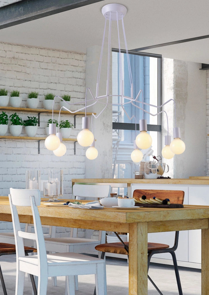 Candellux Basso 38-71040 lampadario bianco 8xE27 loft
