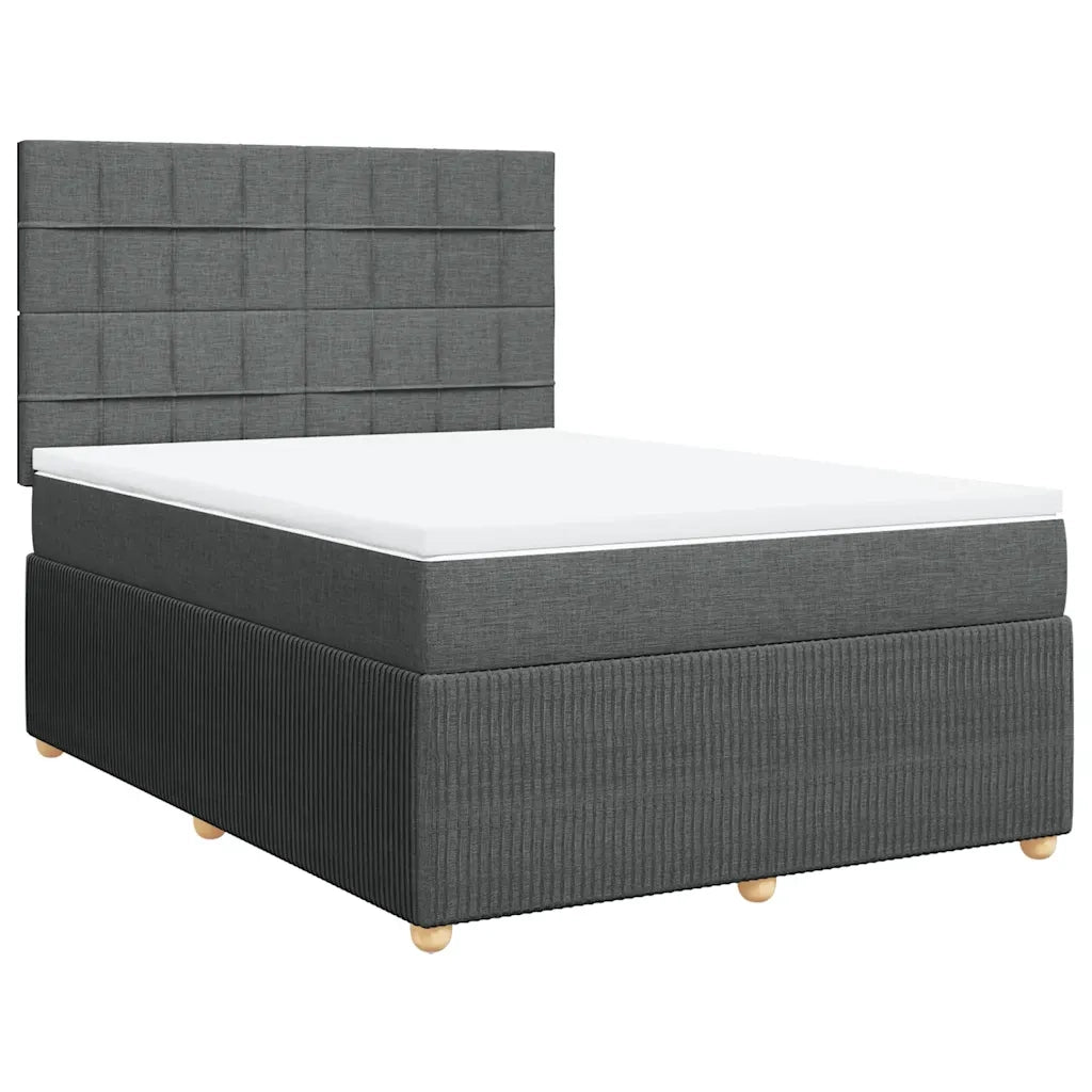 Giroletto a Molle con Materasso Grigio Scuro 140x200cm Tessuto