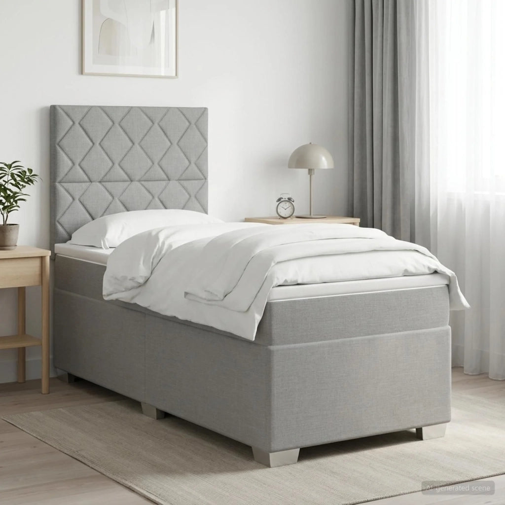 Letto box spring con materasso Grigio Chiaro 100 x 200 cm 3454810