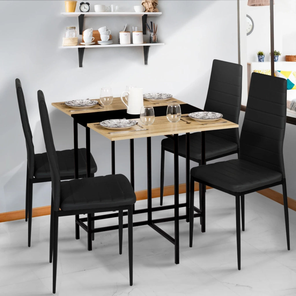 IDMarket - Tavolo consolle pieghevole 2-4 persone in faggio e nero design industriale EDI
