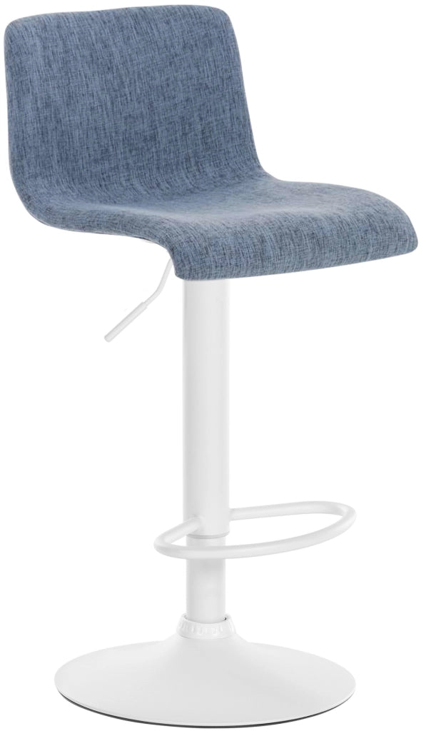 Sgabello HOVER in tessuto blu,Metallo bianco opaco