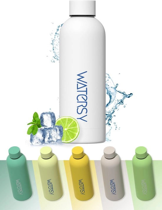 Bottiglia per bevande per bambini, flacone termico in acciaio inossidabile, 500 ml, flacone termico, flacone termico BPA-free, privo di leganti, 24 ore freddo, ideale per la scuola, ufficio, palestra, bianco