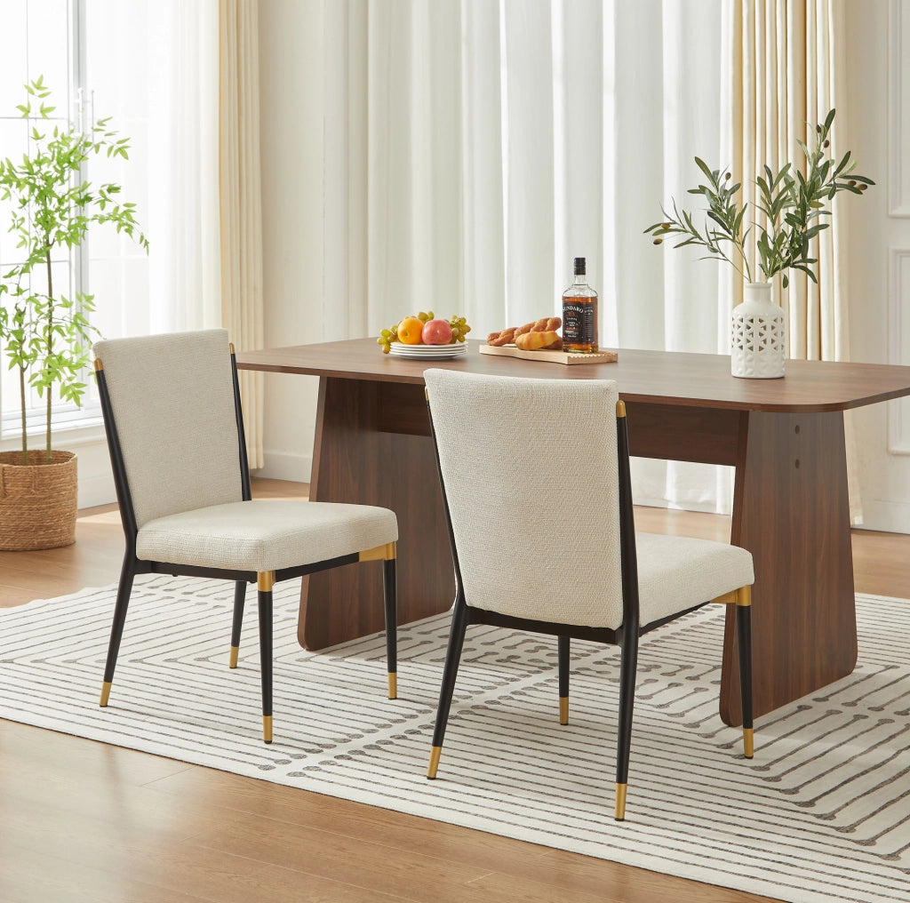 Set di 2 sedie da pranzo beige con struttura nero-oro