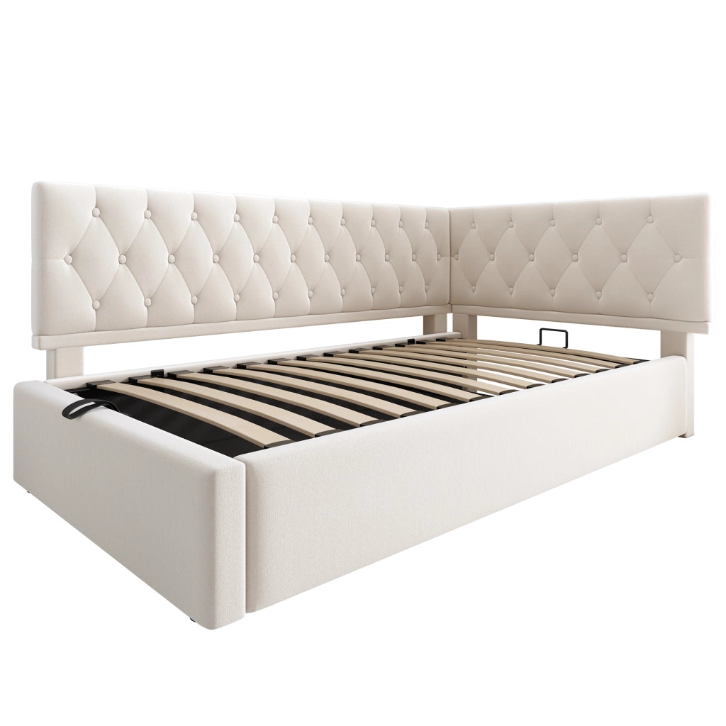 LETTO Contenitore 90x190 cm in velluto beige