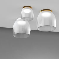 Plafoniera Contemporanea Drum Metallo Bianco Vetro 1 Luce Led 16W Calda