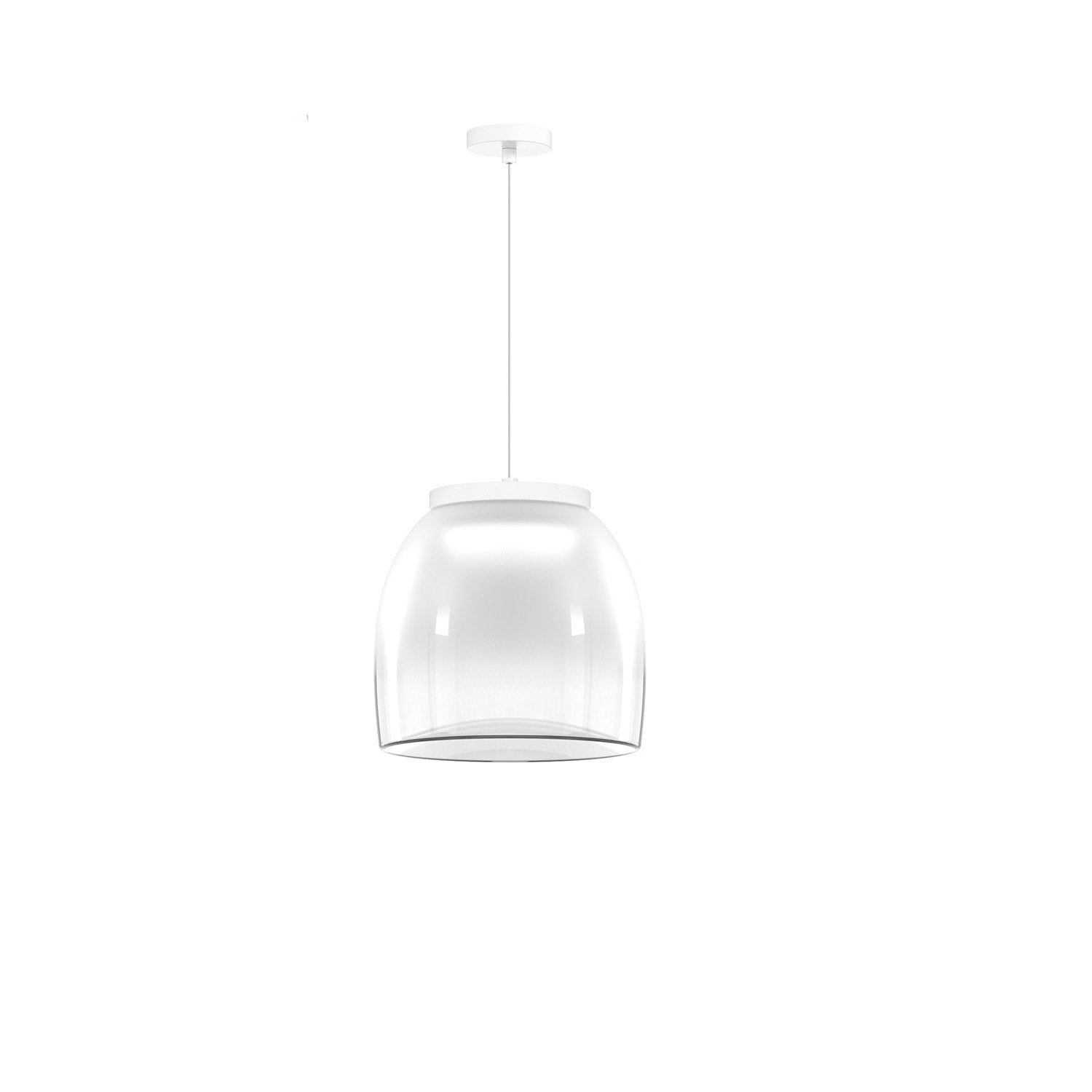 Lampadario Contemporaneo Drum Metallo Bianco Vetro 1 Luce Led 16W Calda
