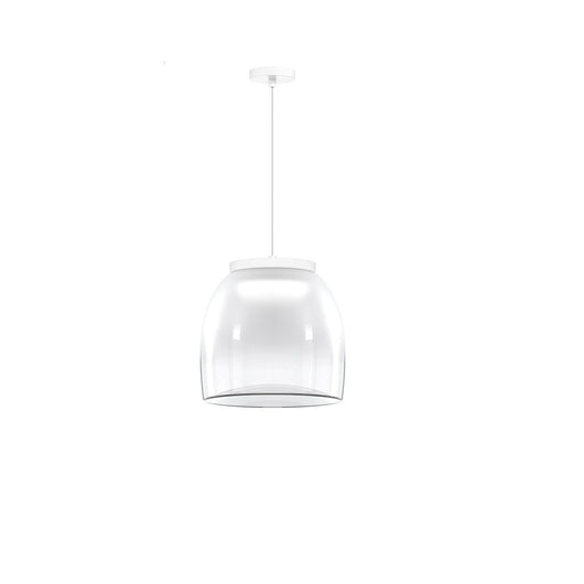Lampadario Contemporaneo Drum Metallo Bianco Vetro 1 Luce Led 16W Calda
