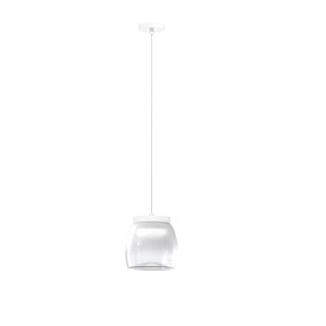 Lampadario Contemporaneo Drum Metallo Bianco Vetro 1 Luce Led 8W Calda