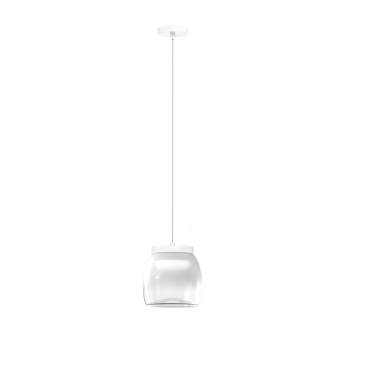 Lampadario Contemporaneo Drum Metallo Bianco Vetro 1 Luce Led 8W Calda