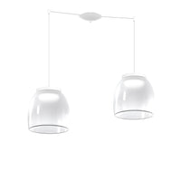 Lampadario Contemporaneo Drum Metallo Bianco Vetro 2 Luci Led 32W Calda