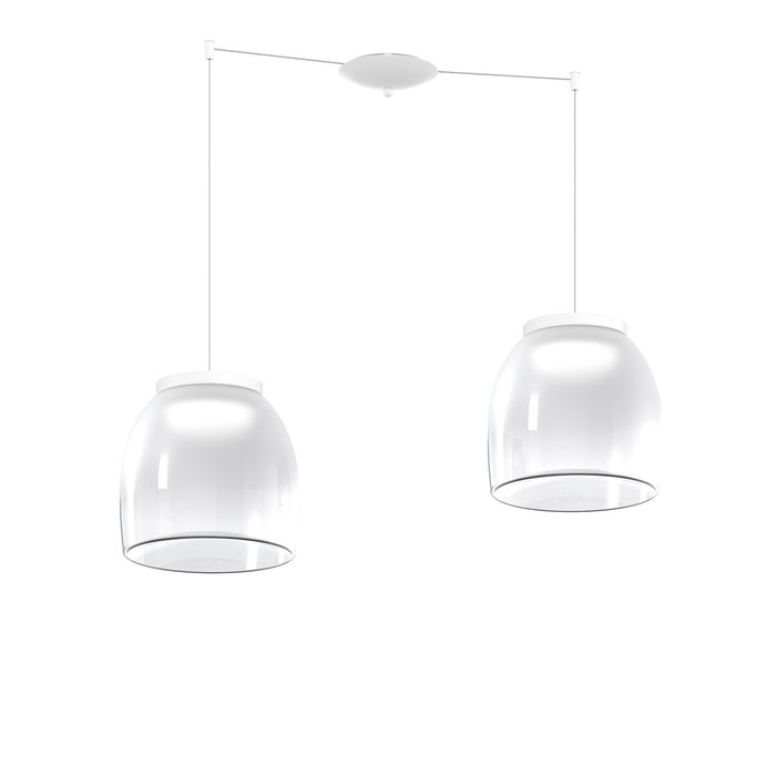 Lampadario Contemporaneo Drum Metallo Bianco Vetro 2 Luci Led 32W Calda