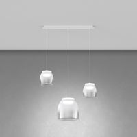 Lampadario Contemporaneo Drum Metallo Bianco Vetro 3 Luci Led 16-16W Calda