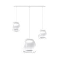 Lampadario Contemporaneo Drum Metallo Bianco Vetro 3 Luci Led 16-16W Calda