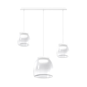 Lampadario Contemporaneo Drum Metallo Bianco Vetro 3 Luci Led 16-16W Calda