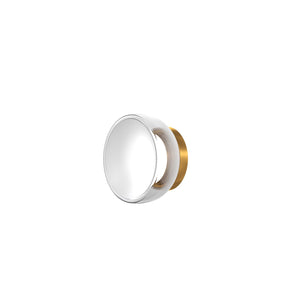 Appliques - Lampade Da Parete Drum Metallo Oro Vetro Bianco 1 Luce Led 8W Calda