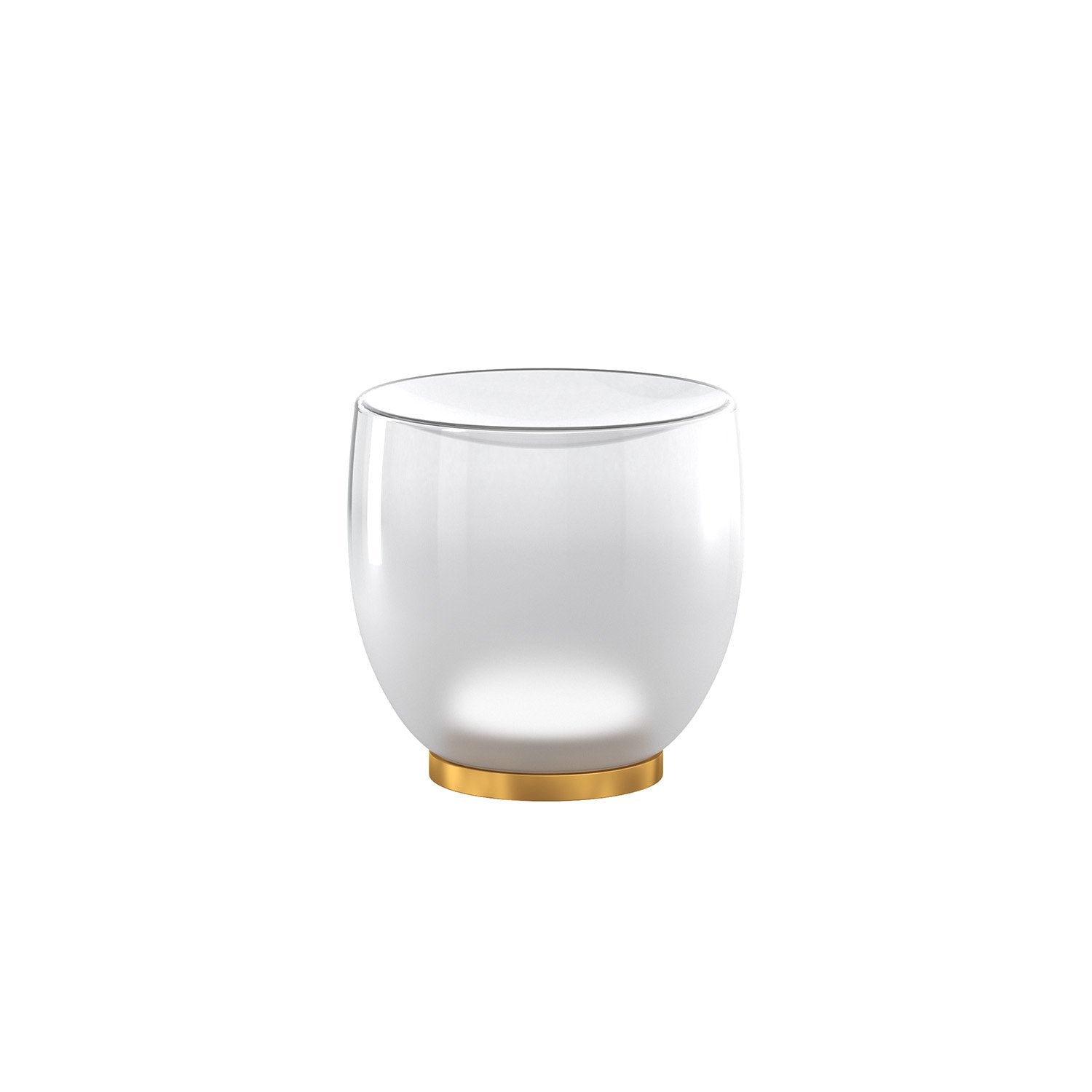 Abatjour Contemporaneo Drum Metallo Oro Vetro Bianco 1 Luce Led 12W Calda