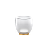 Abatjour Contemporaneo Drum Metallo Oro Vetro Bianco 1 Luce Led 12W Calda