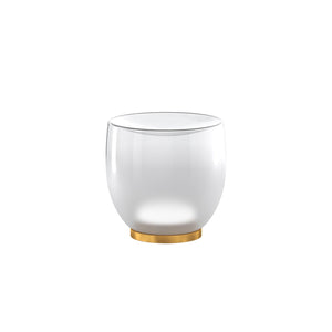 Abatjour Contemporaneo Drum Metallo Oro Vetro Bianco 1 Luce Led 12W Calda