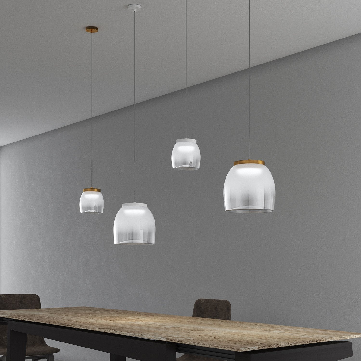 Lampadario Contemporaneo Drum Metallo Oro Vetro 1 Luce Led 16W Calda