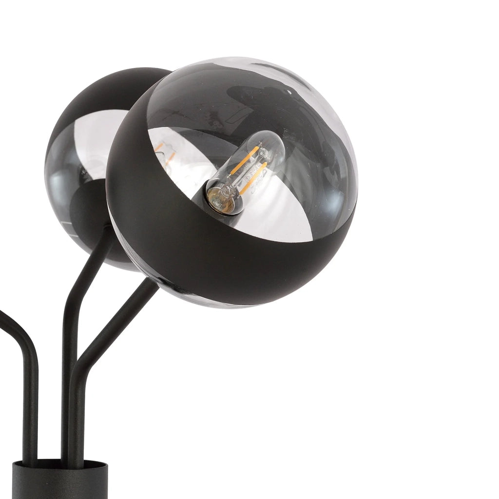 Piantana Moderno Orione Acciaio Nero Trasparente 3 Luci E14 Ip20