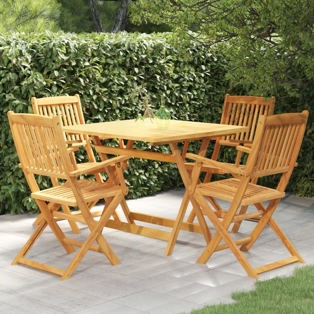 Set da Pranzo da Giardino 5 pz Pieghevole in Massello di Acacia cod mxl 54259