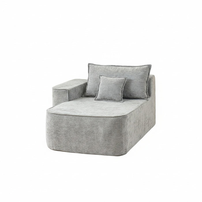 Chaise longue confortable - Xylo - Cuscini morbidi con tasche laterali, grigio