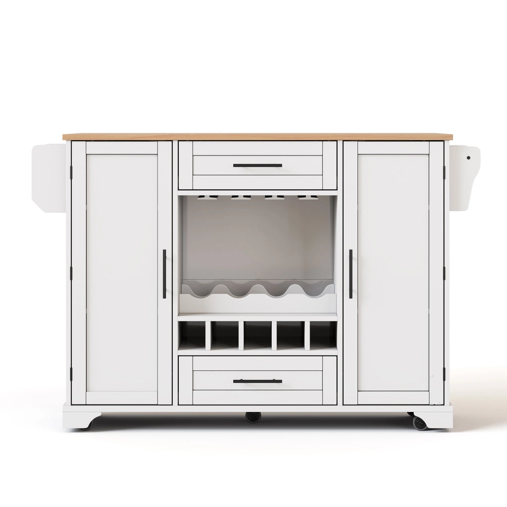 Carrello da cucina con piano ribaltabile, portabottiglie, portabicchieri, portaspezie e portasalviette, 138x45(70)x92 cm