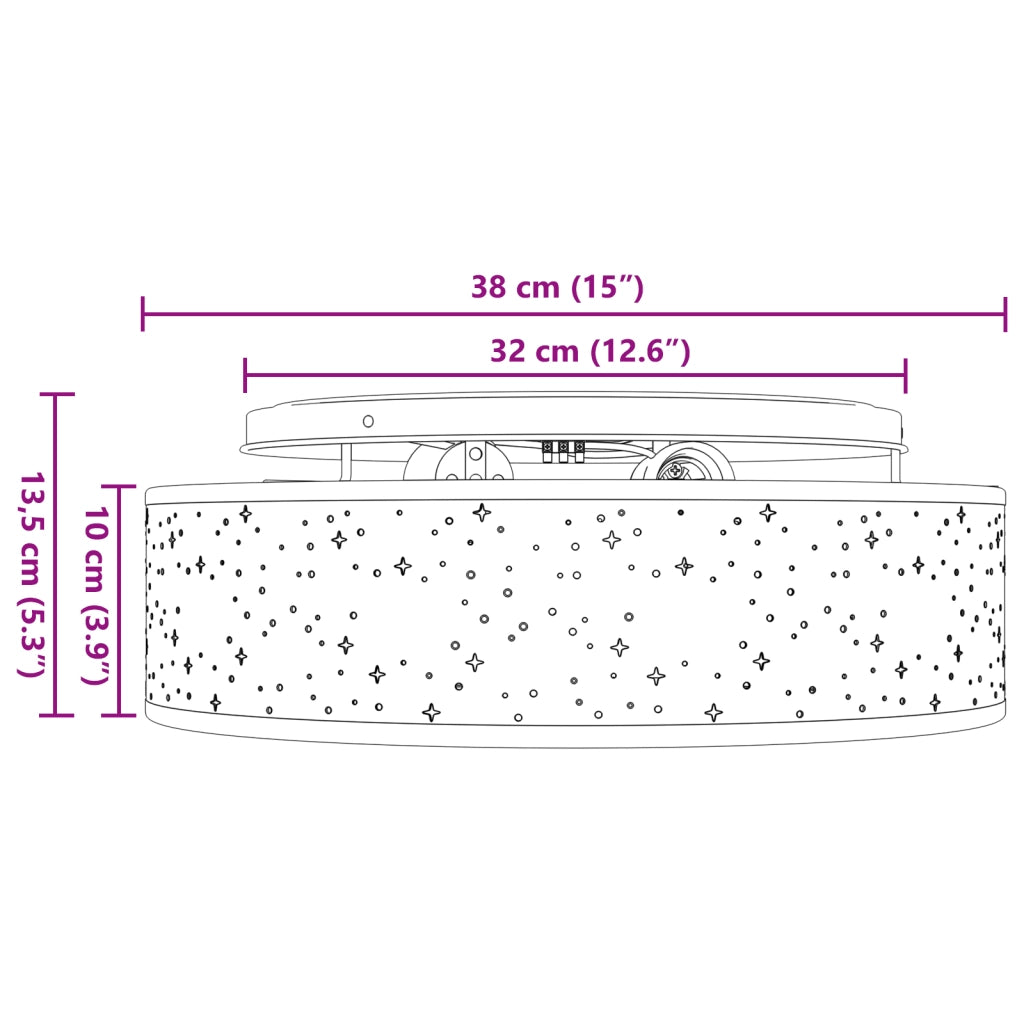 Lampade da soffitto con paralume stellato Nero Ã˜ 38 cm Tessuto E27