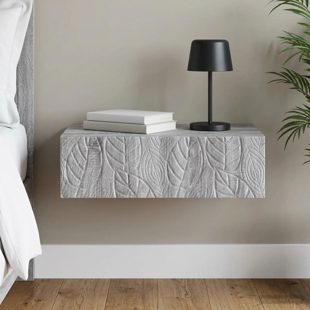 Tavolino da Parete Laterale 59 x 34,5 x 17 cm Sonoma grigio 898831