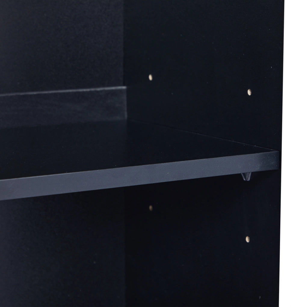 Vetrina moderna con ante in vetro e LED; 80 x 30 x 200 cm; bianca con dettagli neri