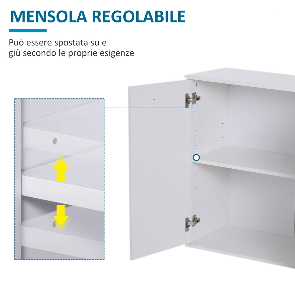 EasyComfort Credenza Soggiorno con 3 Armadietti e 2 Cassetti, Madia Soggiorno Moderna Salvaspazio con Ripiano Regolabile in Legno, 106x35x76 cm, Bianco