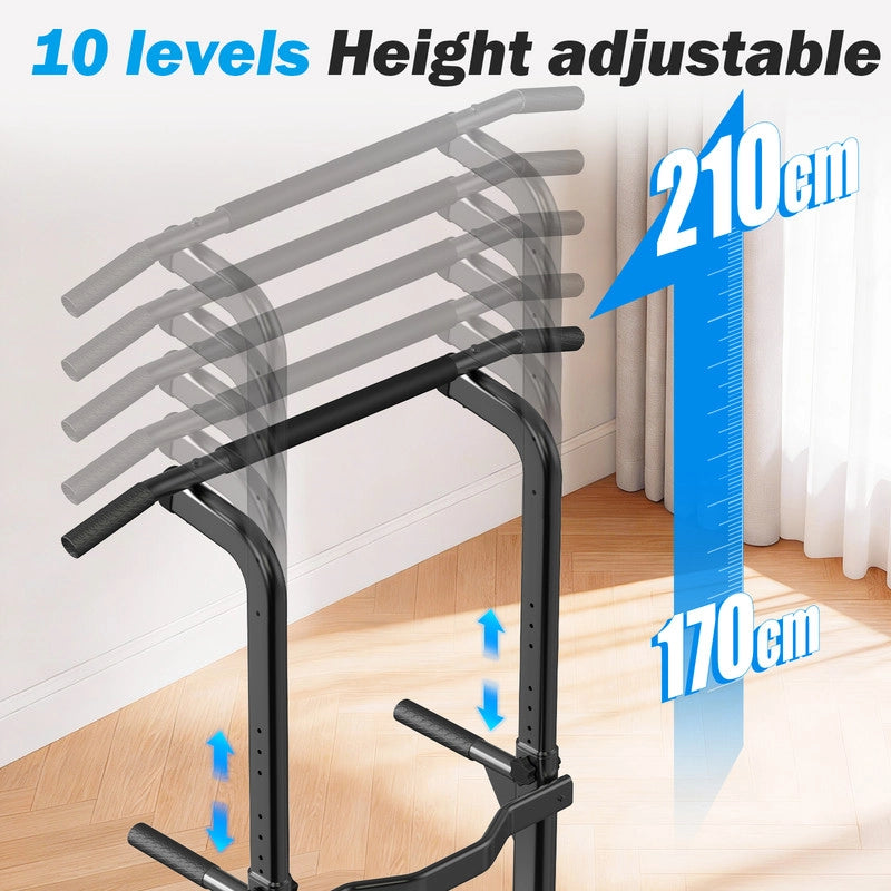 Barra per trazioni, Barra per trazioni-10 livelli (170-210 cm Regolazione altezza,Stazione multifunzione Power Tower Dip,Carico massimo200kg