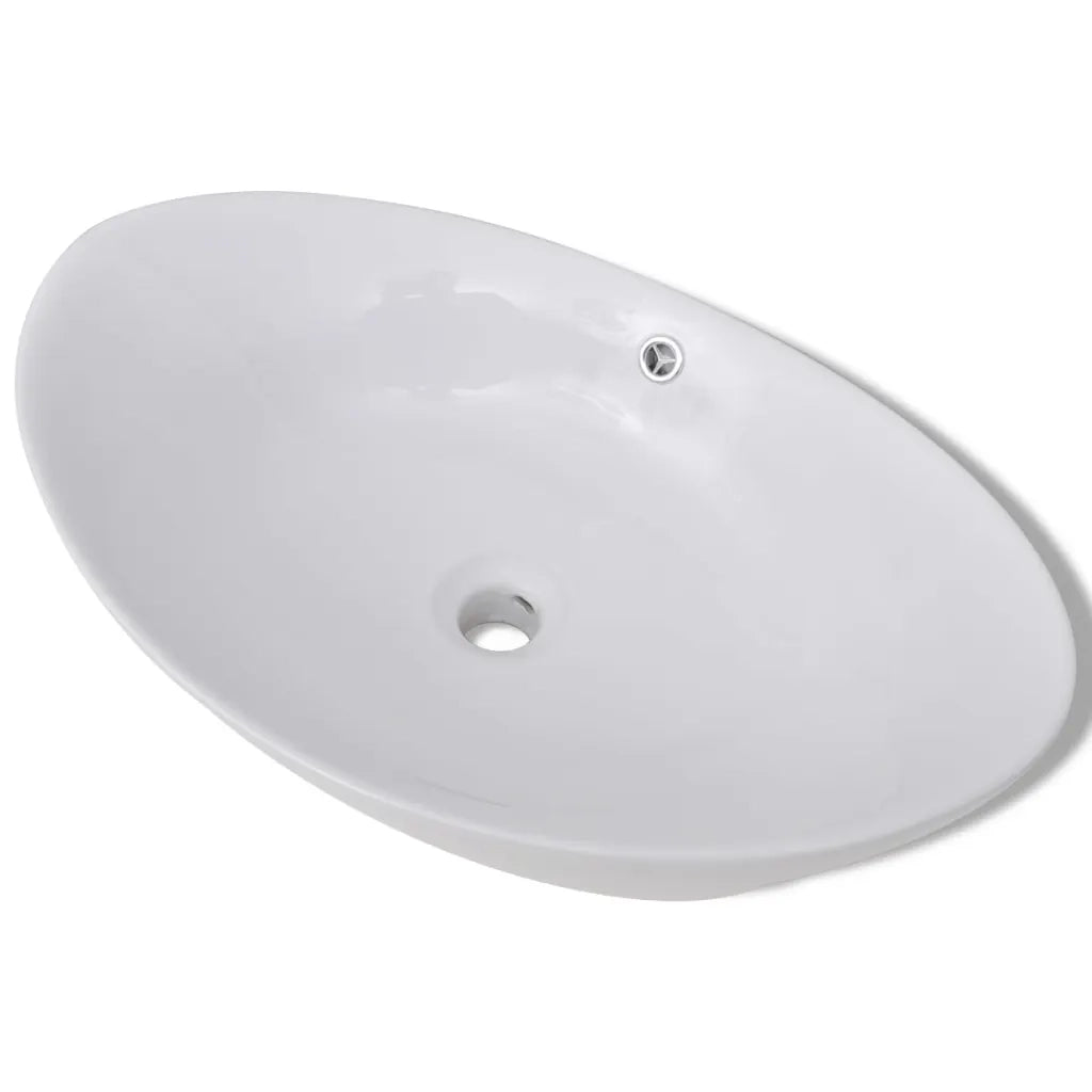 Lavello Ovale in Ceramica di Lusso con Troppopieno 59 x 38,5 cm 140679