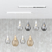 Lampadario Contemporaneo Drop 2.0 Metallo Cromo Vetro Trasp-Fumè 4 Luci E27