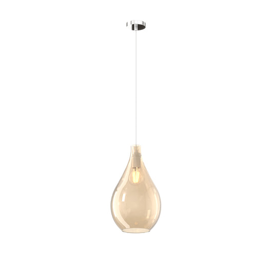 Lampadario Contemporaneo Drop 2.0 Metallo Cromo Vetro Medio Ambra 1 Luce E27