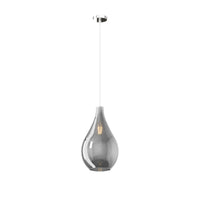 Lampadario Contemporaneo Drop 2.0 Metallo Cromo Vetro Medio Fumè 1 Luce E27