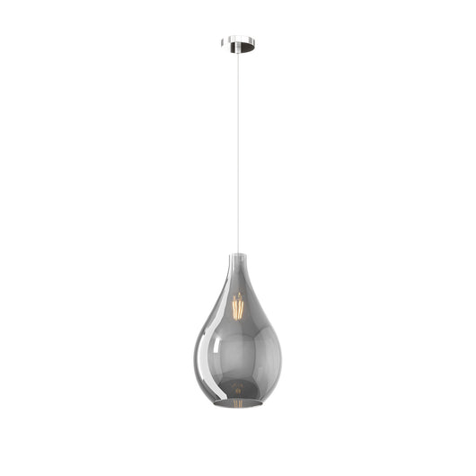 Lampadario Contemporaneo Drop 2.0 Metallo Cromo Vetro Medio Fumè 1 Luce E27