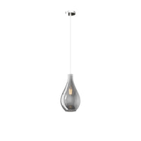 Lampadario Contemporaneo Drop 2.0 Metallo Cromo Vetro Fumè 1 Luce E27