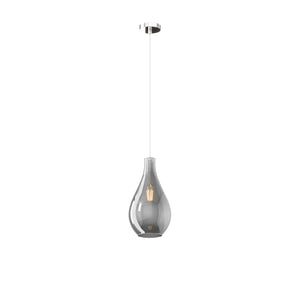 Lampadario Contemporaneo Drop 2.0 Metallo Cromo Vetro Fumè 1 Luce E27