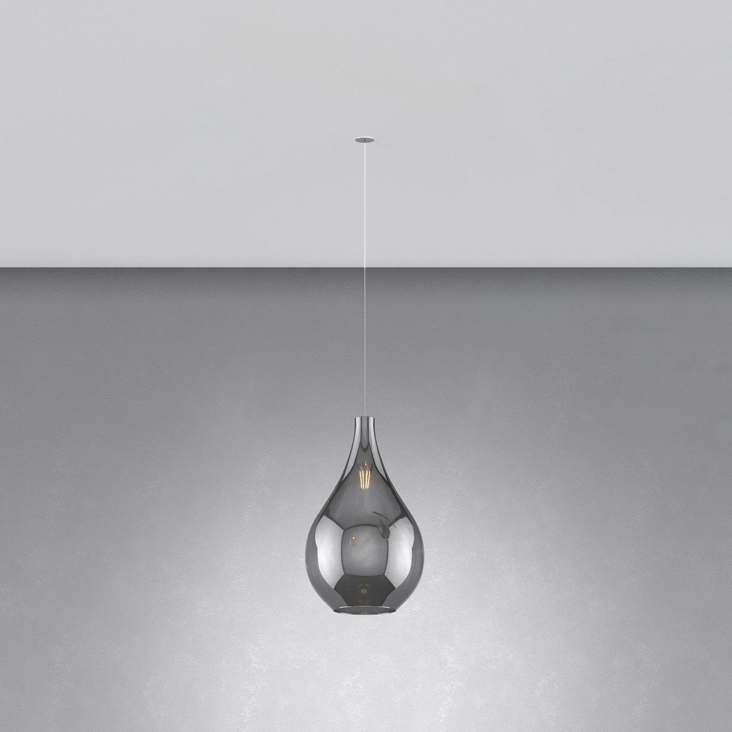 Sospensione Incasso Contemporaneo Drop 2.0 Metallo Cromo Vetro Fumè 1 Luce E27