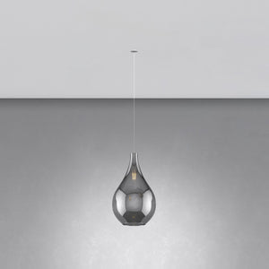 Sospensione Incasso Contemporaneo Drop 2.0 Metallo Cromo Vetro Fumè 1 Luce E27