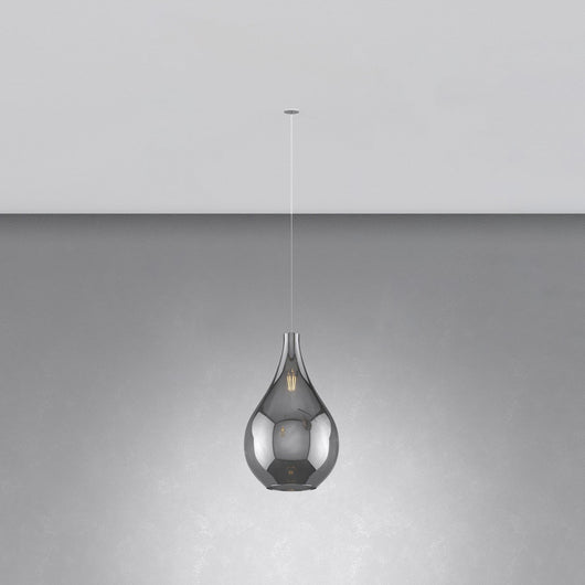 Sospensione Incasso Contemporaneo Drop 2.0 Metallo Cromo Vetro Fumè 1 Luce E27