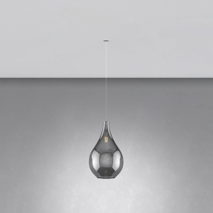 Sospensione Incasso Contemporaneo Drop 2.0 Metallo Cromo Vetro Fumè 1 Luce E27