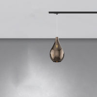 Sospensione Binario Contemporanea Drop 2.0 Metallo Nero Vetro Bronzo 1 Luce E27