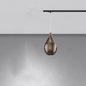 Sospensione Binario Contemporanea Drop 2.0 Metallo Nero Vetro Bronzo 1 Luce E27