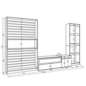 Mobile TV, Soggiorno, 320x35x186cm, Camino elettrico, colore Rovere e nero RF2593