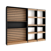 Libreria scaffale, 230x25x186cm, Soggiorno, Ufficio, Per libri, colore Rovere e nero RF2421